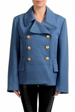 Maison Margiela 1 Wool Blue Double Breasted Women's Basic Jacket Us S It 40