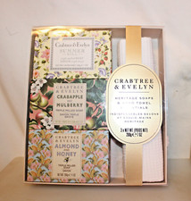 Crabtree  Evelyn Heritage Soaps  Towel Essentials 3 - 7 Oz Soaps 3-Scents NIB