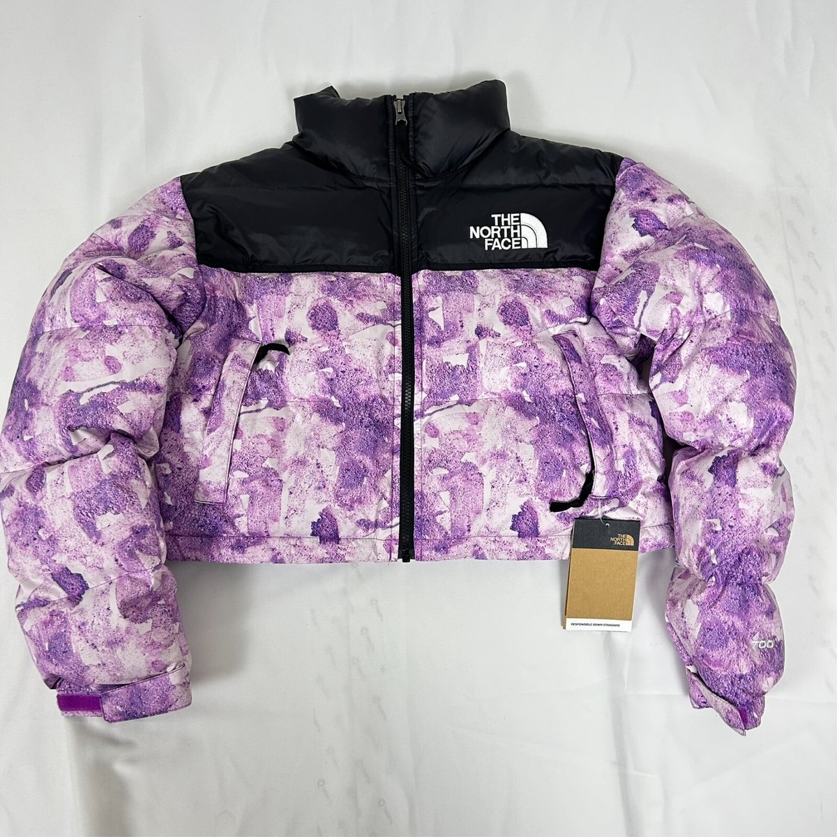 North Face Nuptse 700 Down Cropped Short Puffer Jacket Coat Women
