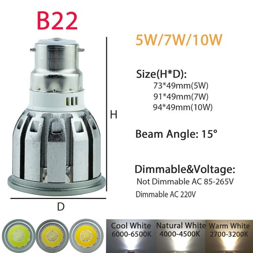 7W 9W 12W MR16 GU10 Dimmable LED Spotlight E27 E14 COB Bulb Lights 220V 12V Lamp - Picture 18 of 19
