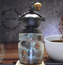 Handmade Crank Pine Cones & Resin Manual Coffee Bean Grinder Grinding Mill 353