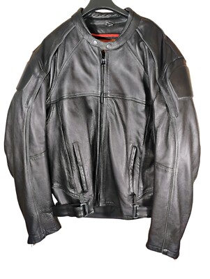 XElement Motorcycle Jacket Zip Liner Black Heavy Duty Leather Size XL New Biker