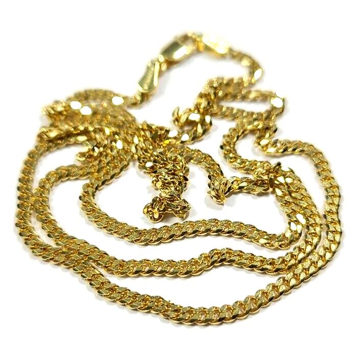 RCI 14k Yellow Gold Thin Cuban Link Necklace 2mm 18 Inches