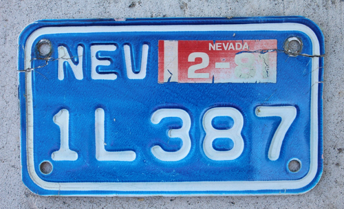 Plaque D'immatriculation Vélo Vintage Nevada 1954 - Modèle Céréal B-20 - Occasion