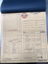 Vintage Gulf Gas Station Service Invoice Ticket Ford Chevy Dodge Mopar GMC Car