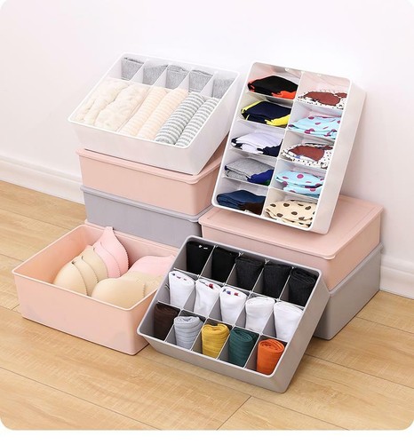 Organizador de ropa interior lata almacenamiento ajustable cajón de partición cajas organizadoras | eBay