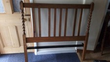 Antique Edwardian British-made Vono bed wooden barley twist head and tail boards