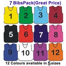 7 FOOTBALL MESH TRAINING SPORTS BIBS NUMBERED (1-7 OR number of your choice)