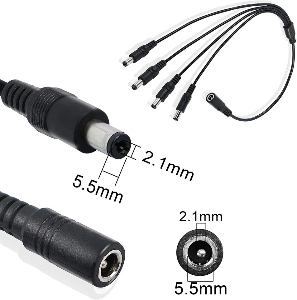 2PCS 1 Female to 4 Male DC Power Splitter Adapter Cable for CCTV Security Camera - Image 3 of 4