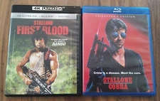First Blood/Cobra/Lionsgate/4K UHD/Blu Ray/Action/Crime/War/Thriller/Stallone!!