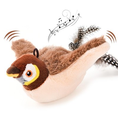 AUSCAT Flappy Bird Cat Toy, Simulated Chirping Toy Flapping Brown 