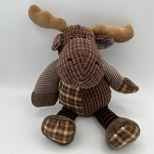 Mary Meyer Brown Moose 10 Plush Corduroy Plaid Striped Stuffed Animal