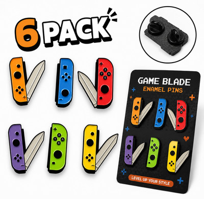 6 Pack Nintendo Switch Blades Enamel Pin Set Funny Joy Con Knife Pins