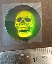 Vintage Stickers 3D Holographic Skull Halloween Sticker Polaroid VERY RARE HTF