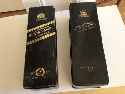 Johnnie Walker BLACK Label 2 EMPTY Collectors Scotch Whiskey metal Boxes  12''