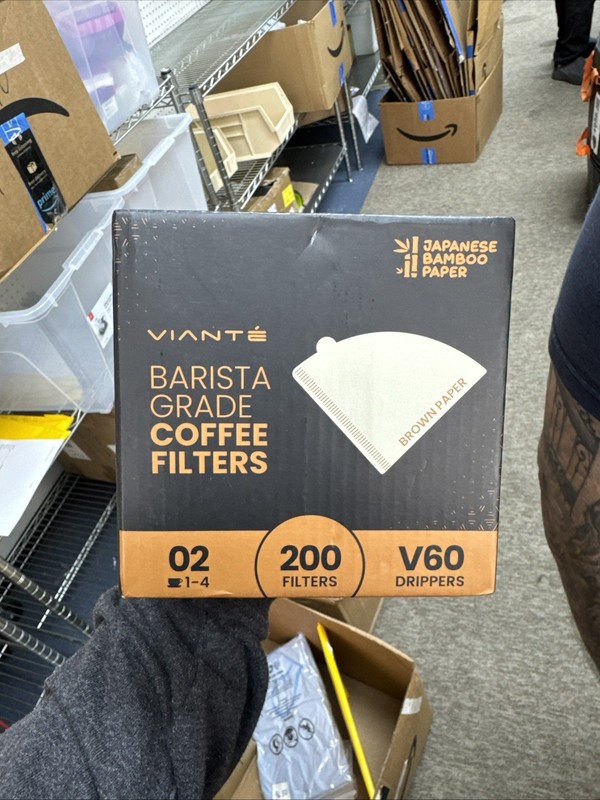Viante V60 Natural 02 Barista Grade Coffee Filters 200ct Japanese Bamboo Paper