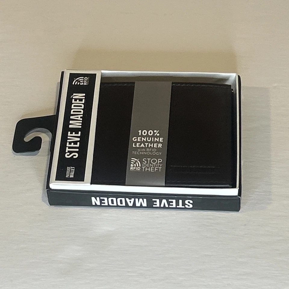 Steve Madden Genuine Leather Men’s Passcase Wallet - Brown RFID Technology - Image 2 of 4