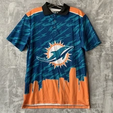 Miami Dolphins Shirt Polo Mens Medium NFL Football Team Apparel Skyline