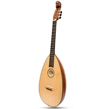 Muzikkon Lute Guitar, 6 Steel Strings Variegated Lacewood Rosewood Left Handed
