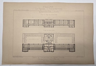 1 Gravurplatte 1880 Schulgruppe in Châtillon Architektursammlung EO sehr guter Zustand