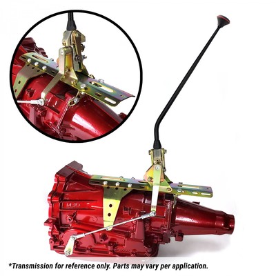 GM 4L60 Dual Action Shifter Kit 23'' Black Arm w/ Bend and Black Knob street