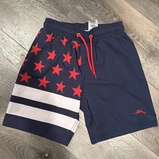 Tommy Bahama Boys Sz 7 Swim Shorts Trunks American Flag Red white blue navy