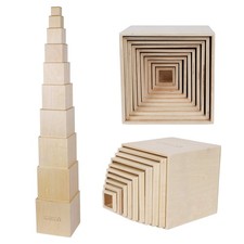 TOWO Wooden Stacking Boxes-Nesting and Sorting Cups Blocks for Toddlers-Stack...