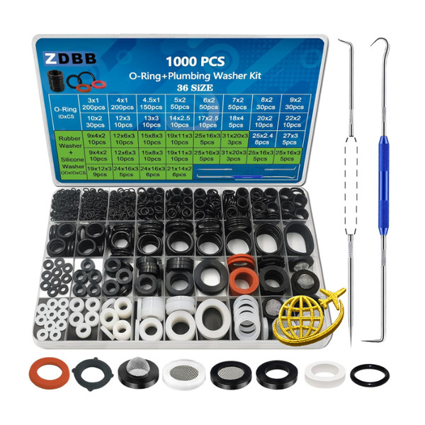 O-Ring Set 1000 StüCk 18 GrößEn Gummi Unterlegscheiben Sanit-image