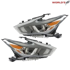 For Nissan maxima S SL SV Black RH+LH 2016-2018 Halogen Headlights  w/ LED DRL