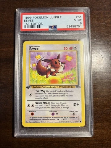 1999 pokemon jungle 1st edition eevee psa 9 mint 51/64