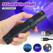 365NM UV Black Light Torch, USB Charging, Gas Leak,Forensic Blood,Urine Detector