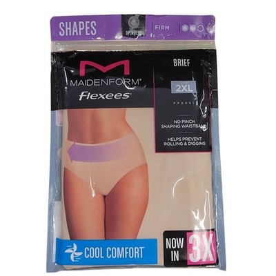 Maidenform Womens Flexees Shapewear Briefs, Tummy Control  Beige Size 2XL FP0051