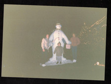 Vintage Photograph Family Standing with Huge Snowman
