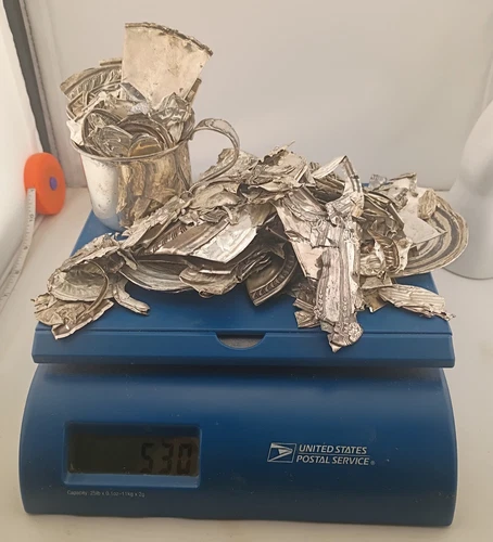 Large Sterling Silver Scrap Lot with Lunt Sterling Baby Cup 530 Grams