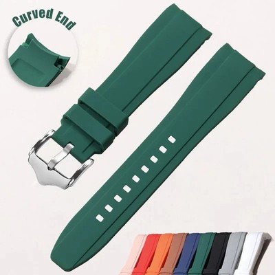 20mm 22mm Silicone Watch Strap Curved End Waterproof Rubber Replacement Band