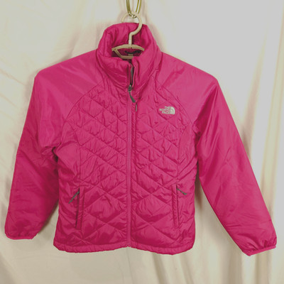 North Face Jacket Women's Large Pink Quilted Puffer Full Zip Mock Neck