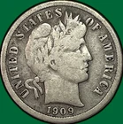 1909-S Barber Dime Fine F Coin #39872