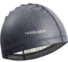 Taddlee Men Swim Cap PU Fabric Silicone Swimming Pool Waterproof Sports Adult