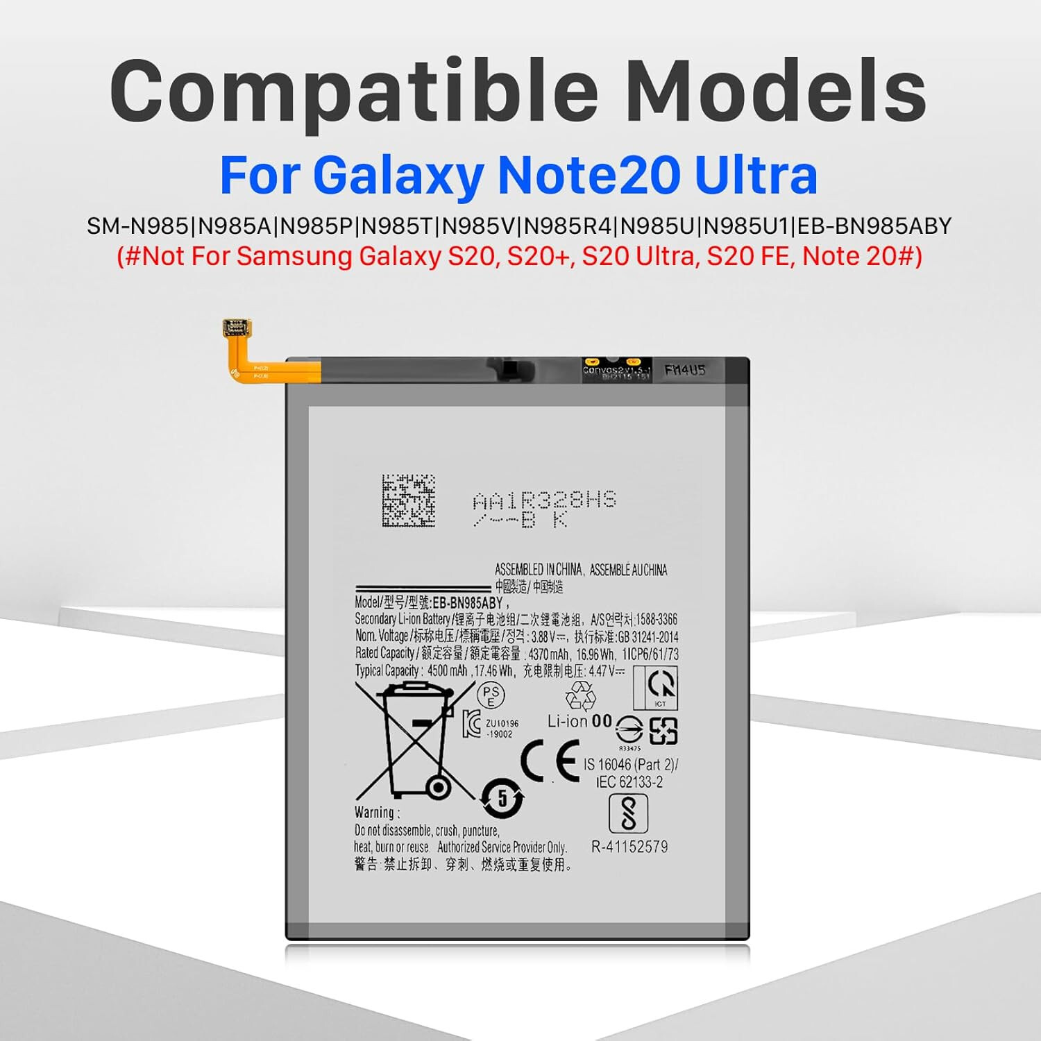 For Samsung Galaxy Note 20 Ultra 5G N986 EB-BN985ABY 4500mAh Replacement Battery