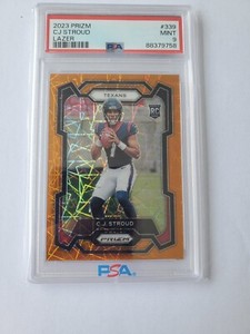 2023 Panini Prizm CJ Stroud Orange Lazer Prizm PSA 9 Mint #339 RC Rookie Texans