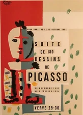 1959 Pablo Picasso Poster "Suite De 180 Dessins" Mourlot  Lithograph Plate-Sign