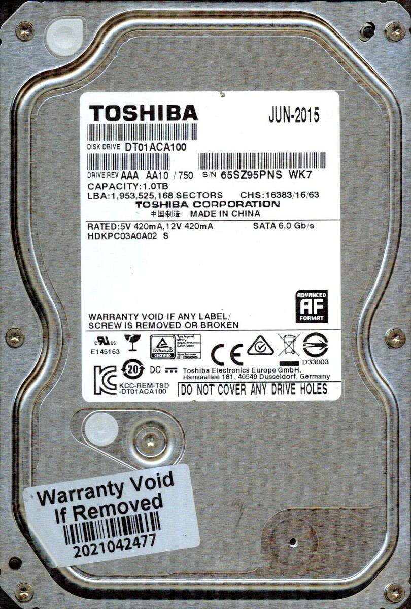 DT01ACA100, AAA AA10/750 TOSHIBA SATA 1TB | eBay