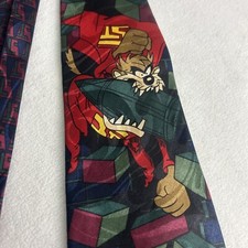 Looney Tunes Mens Neck Tie Taz Tasmanian Devil Davenport Blue green