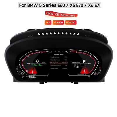 12.3 Digital LCD Instrument Cluster For BMW X5 X6 E60 Speedometer Dashboard HUD