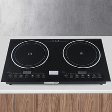 Electric Hob Cook Top Stove 110V Induction Cooktop 2 Burners Ceramic Cooktop USA