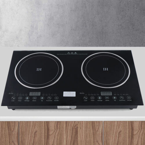 110V Induction Cooktop 2 Burners Electric Hob Cook Top Stove Ceramic Cooktop USA - Afbeelding 1 van 11