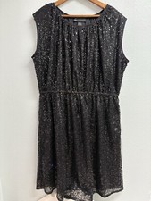 LANE BRYANT DRESS PLUS SZ 14/16 BLACK SEQUINS SLEEVELESS EVENING COCKTAIL PARTY