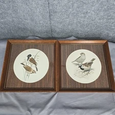 Vintage Framed Signed John Murr Bird Prints 1956 Barn Swallows 1958 2 pc Set