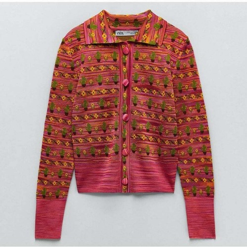 NWT ZARA Cactus Flower Knit Jacquard 