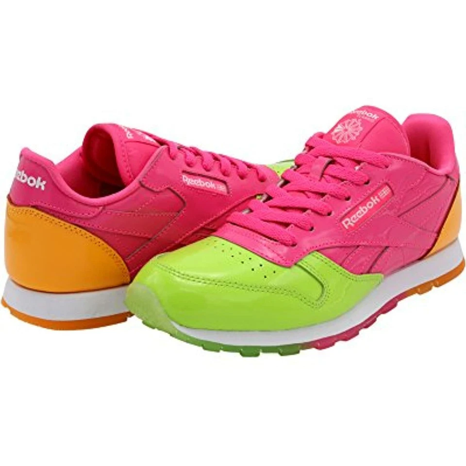 锐步青少年经典皮革甜点包鞋 BS7244 绿色/粉色/橙色 5.5 米 — 第 4/4 张图片